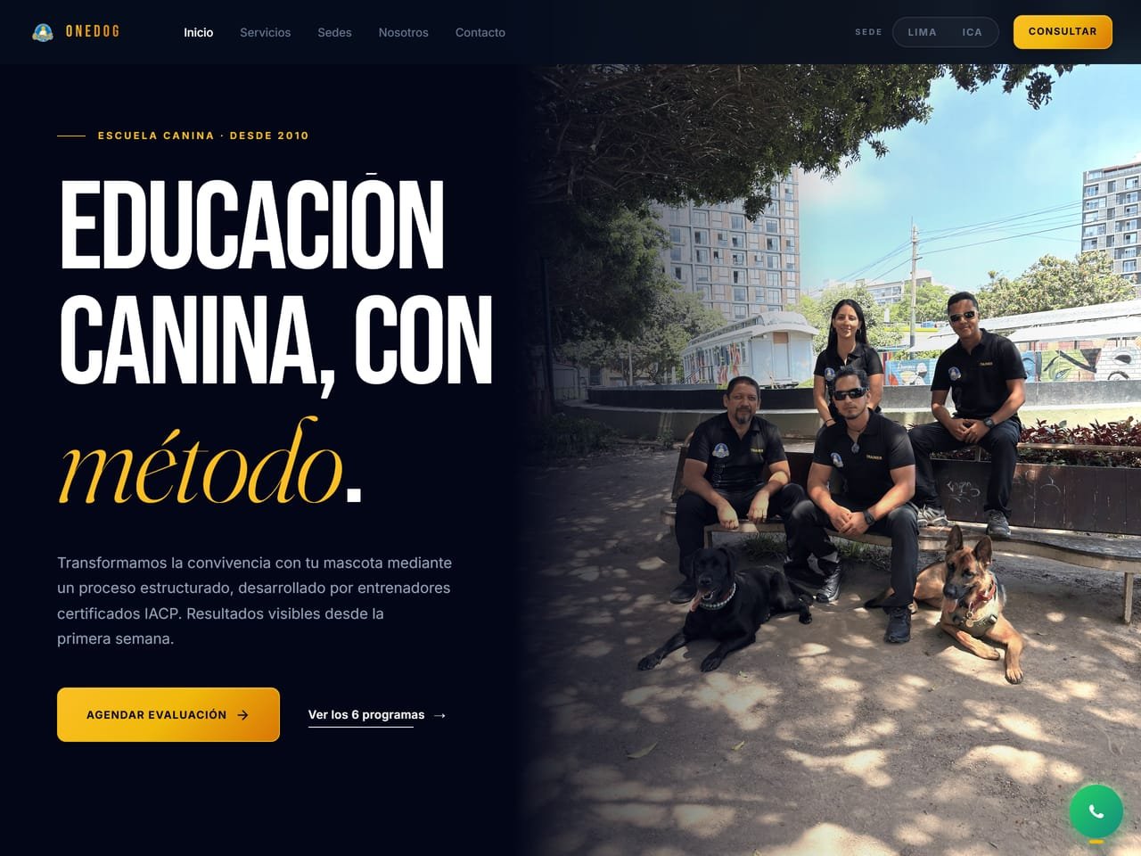 One Dog Perú — Web de educación canina profesional